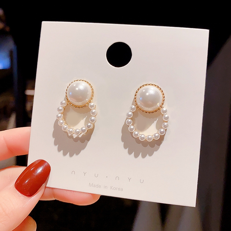2019 new vintage pearl ring earrings for women 925 silver needle short matching earrings manufacturers direct sales